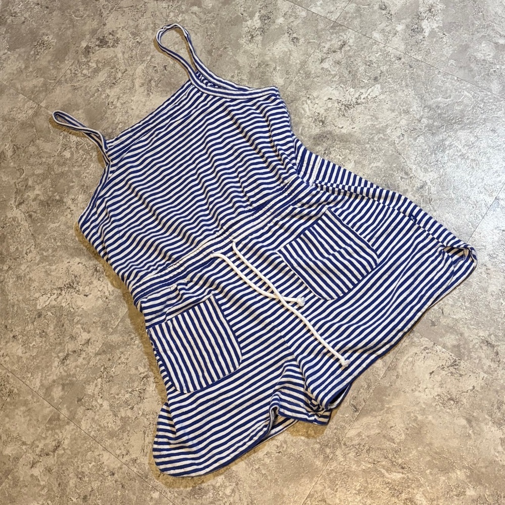 Free Assembly XL Striped One Piece Swim Suit Cover With Pockets